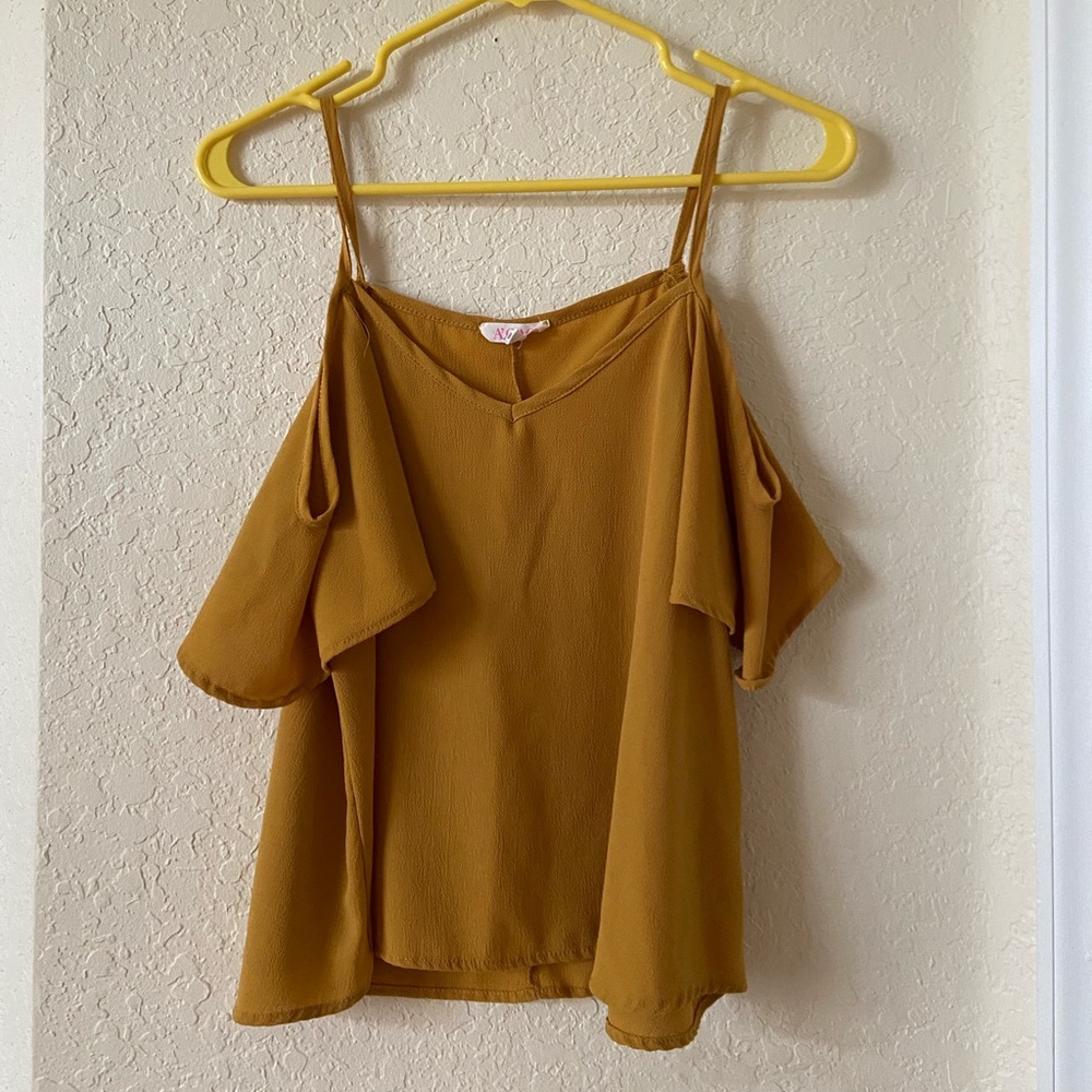 Fall Off the Shoulder Burnt Yellow Top